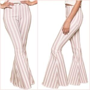 Saints & Hearts Striped Flare Pants Wide Leg Bell Bottoms Size Medium